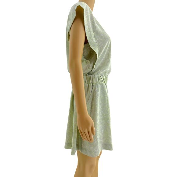Rachel Rachel Roy MEDIUM Green Ditzy Dot Cap Sleeve Fit & Flare Mini Dress - Picture 3 of 8